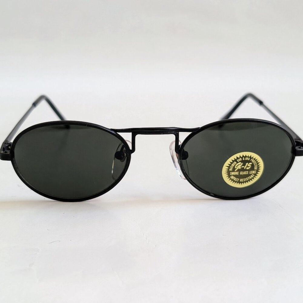 NWT Vintage 90's Oval Metal Designer Sport Sunglasses (M. Black)